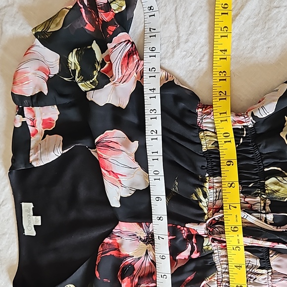 Floral black chiffon spring mini dress size small - Picture 12 of 16